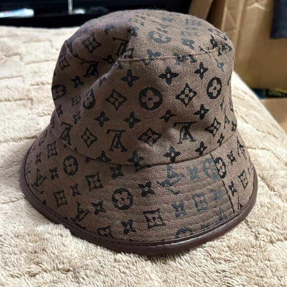 NWT New Louis Vuitton LV Monogram Bucket Hat Brown/Black Designer Logo O/S - Picture 3 of 13
